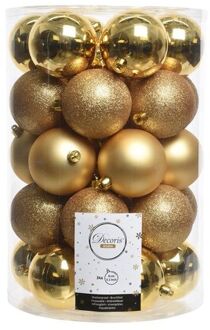 Decoris Gouden kerstboomballen set 34 stuks - Kerstbal Goudkleurig