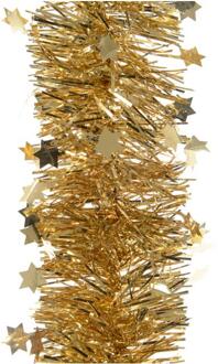 Decoris Gouden kerstversiering folie slinger met ster 270 cm Goudkleurig