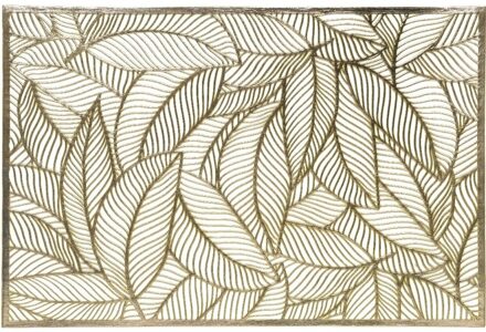 Decoris Gouden placemats met bladeren print 30 x 45 cm bohemian/modern chique/urban garden woonstijl