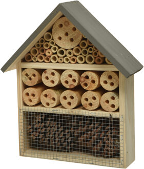 Decoris Grijs insectenhotel huisje 29 cm