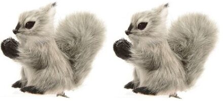 Decoris Grijze eekhoorns kerstversiering clip decoratie 8 cm