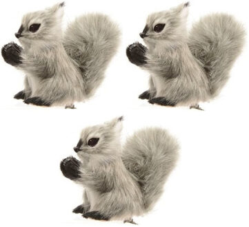 Decoris Grijze eekhoorns kerstversiering clip decoratie 8 cm