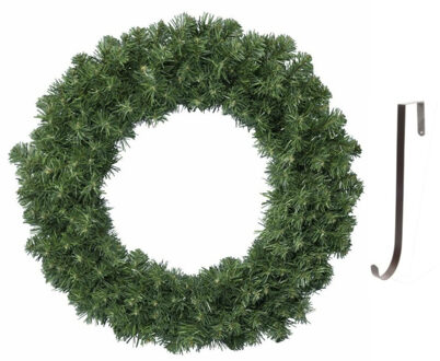 Decoris Groene kerstkransen/dennenkransen 50 cm kerstversiering met ijzeren hanger