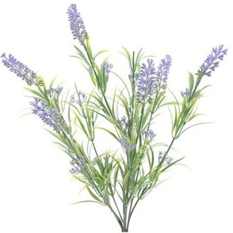 Decoris Groene/lilapaarse Lavandula lavendel kunstplanten 44 cm bundel/bosje - Kunstplanten