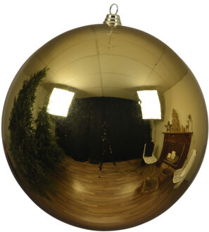 Decoris Grote kerstbal - goud - 25 cm - kunststof - glans - mega kerstbal