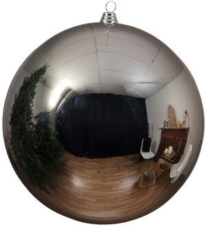 Decoris grote kerstbal - zilver - glans - kunststof - 14 cm - onbreekbaar - kerstversiering