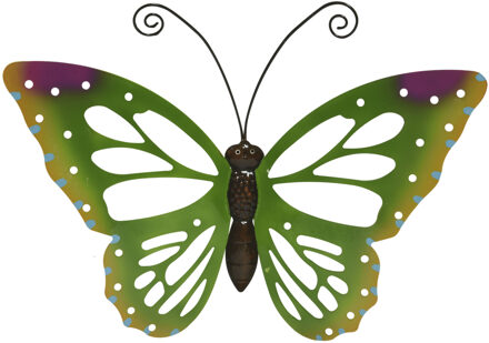 Decoris Grote muurvlinder - groen - 51 x 38 cm - tuindecoratie - tuinvlinder