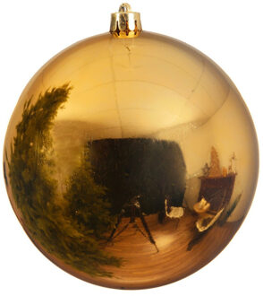 Decoris Grote raam/deur/kerstboom decoratie gouden kerstballen 25 cm glans - Kerstbal Goudkleurig