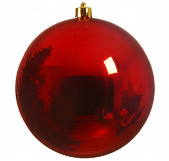 Decoris Grote raam/deur/kerstboom decoratie rode kerstballen 25 cm glans - Kerstbal Rood