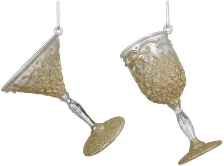Decoris Hanger cocktail/wijnglas 4,3x10x3,8cm goud
