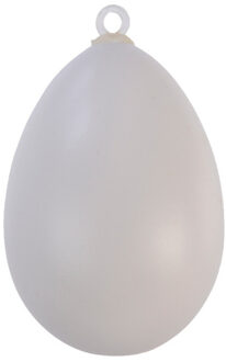 Decoris Hobby eieren - 10x - kunststof - wit - D4 x H6 cm - paasdecoratie