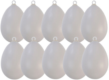 Decoris Hobby eieren - 20x - kunststof - wit - D4 x H6 cm - paasdecoratie