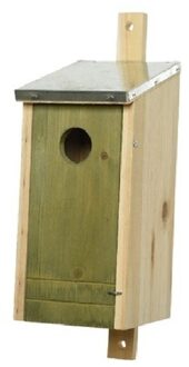 Decoris Houten vogelhuisje/nestkastje lichtgroen 26 cm - Vogelhuisjes