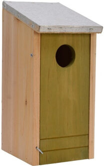Decoris Houten vogelhuisje/nestkastje lichtgroene voorzijde 26 cm