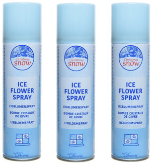 Decoris IJsbloemen sneeuwspray - 3x - busje 150 ml - raamspray - spuitbus - raamversiering