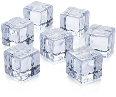 Decoris ijsblokjes - 24x stuks - transparant - kunststof - 3 cm - decoratie - winter themafeest