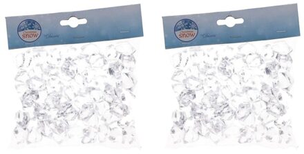 Decoris ijsblokjes - 2x - transparant - kunststof - 3 cm - 200 gram - decoratie - winter themafeest