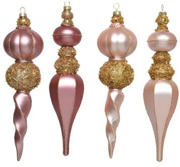 Decoris Ijspegel plc d4.20h22.40 cm roze/goud a4 kerst Geel