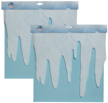Decoris Ijspegelranden/sneeuwranden - 2x - wit - 200 x 32 cm - polyester - sneeuwversiering