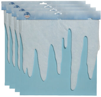 Decoris Ijspegelranden/sneeuwranden - 4x - wit - 200 x 32 cm - polyester - sneeuwversiering