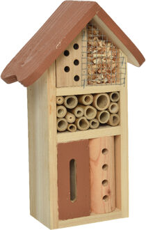 Decoris Insectenhotel bamboe hout - 9 x 16 x 26 cm - terra bruin - Insectenhotel