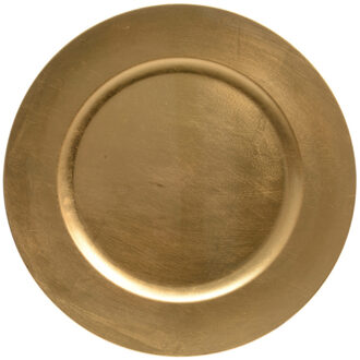 Decoris Kaarsenbord/onderbord - goud glimmend - 33 cm - kunststof - onderbord kerstdiner