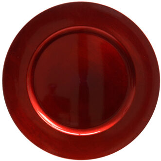 Decoris Kaarsenbord/onderbord - rood glimmend - 33 cm - kunststof - onderbord kerstdiner