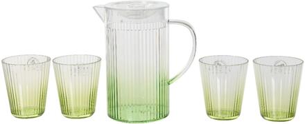 Decoris Kan met 4 bekers H19.6cm groen