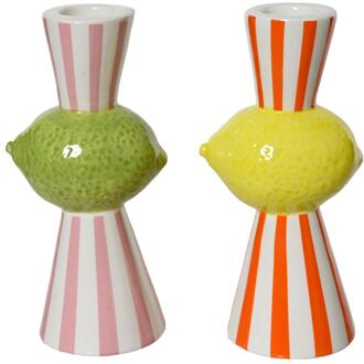 Decoris Kandelaar fruit-streep H14.2cm multi