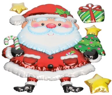 Decoris Kerst decoratie 3D raamstickers Kerstman 28 x 41 cm - Feeststickers Multikleur