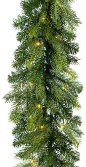 Decoris Kerst dennenslinger guirlande groen met verlichting 20 x 270 cm twinkelend - Guirlandes