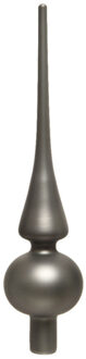 Decoris Kerst piek - antraciet grijs - 26 cm - glas - mat - kerstboompiek