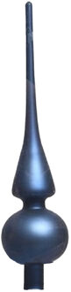 Decoris Kerst piek - donkerblauw - 26 cm - glas - mat - kerstboompiek