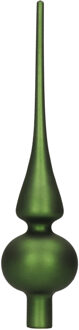 Decoris Kerst piek - donkergroen - 26 cm - glas - mat - kerstboompiek