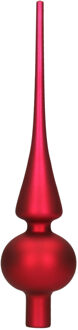 Decoris Kerst piek - donkerrood - 26 cm - glas - mat - kerstboompiek