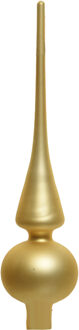 Decoris Kerst piek - goud - 26 cm - glas - mat - kerstboompiek Goudkleurig