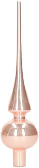 Decoris Kerst piek - lichtroze - 26 cm - glas - glans - kerstboompiek