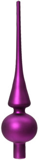 Decoris Kerst piek - paars - 26 cm - glas - mat - kerstboompiek