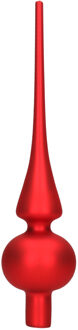 Decoris Kerst piek - rood - 26 cm - glas - mat - kerstboompiek
