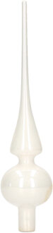 Decoris Kerst piek - winter wit - glas - 26 cm - glans - kerstpiek - kerstboom versieringen