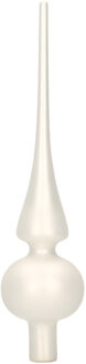 Decoris Kerst piek - wit - 26 cm - glas - mat - kerstboompiek