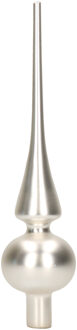 Decoris Kerst piek - zilver - 26 cm - glas - mat - kerstboompiek