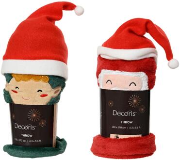 Decoris Kerst plaid voor kinderen 100x70cm rood