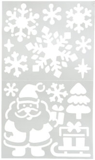 Decoris Kerst raamsjablonen - kerstman - vel van 47,5 x 24,5 cm - raamversiering Wit