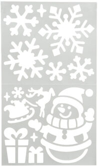 Decoris Kerst raamsjablonen - sneeuwpop - vel van 47,5 x 24,5 cm - raamversiering Wit