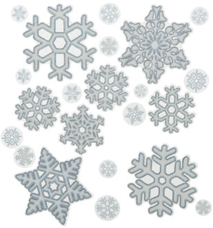 Decoris Kerst raamstickers - 2x st - 30 x 46 cm - raamdecoratie sneeuwvlok plaatjes