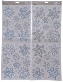 Decoris Kerst raamstickers/raamdecoratie sneeuwvlok plaatjes 30 x 46 cm Wit