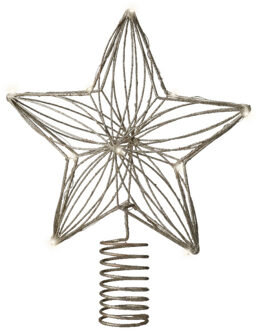 Decoris Kerst ster piek - met LED verlichting - steady - warm wit - H25 cm