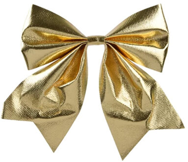 Decoris Kerst strik - goud - 20 x 24 cm - polyester - kerstversiering kerststrik