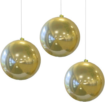 Decoris Kerstbal - 3x - licht parel/champagne - groot - 20 cm - kunststof - glans